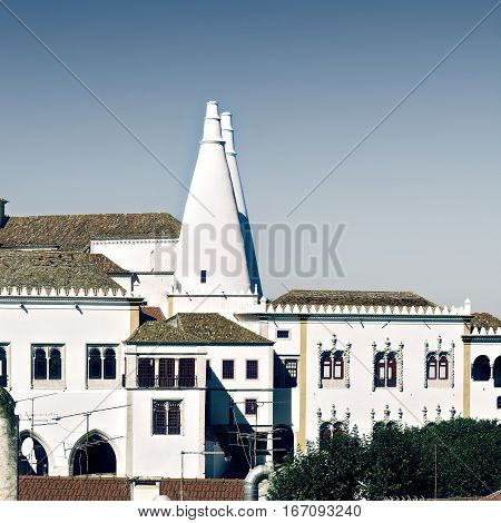 View to Historic Center City of Sintra in Portugal Vintage Style Toned Picture