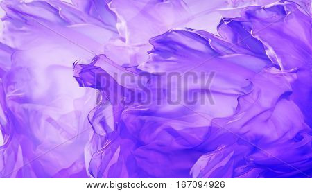 Silk Fabric Background Abstract Waving Flying Cloth on Wind Purple Color Fractal Waves
