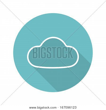 Cloud flat linear long shadow icon. Cloud computing. Vector line symbol