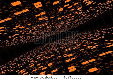 Perspective Surfaces With Random Glowing Tiles