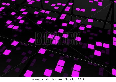 Perspective Surfaces With Random Glowing Tiles