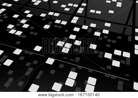 Perspective Surfaces With Random Glowing Tiles