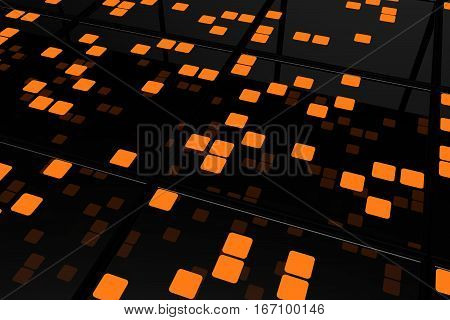 Perspective Surfaces With Random Glowing Tiles