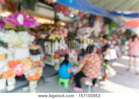 Abstract blurrred flower shop for background. Blur flower shop background.