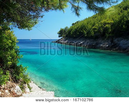 Scenic view of sea bay in Croatia