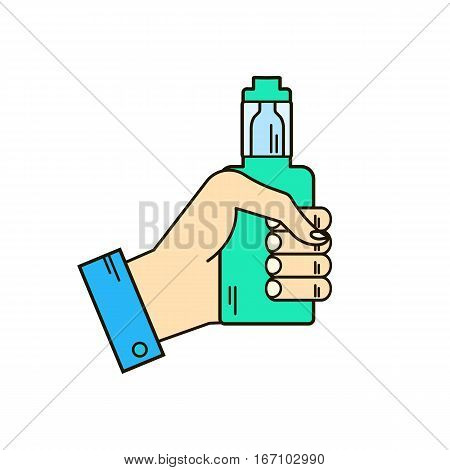 Vector colorfu licons or logo of the electronic cigarette in the hand, eps8