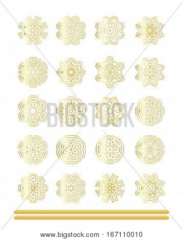 Golden Mandala Set. Gold  Pattern Isolated On Background.