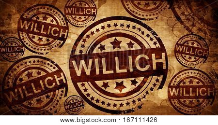 Willich, vintage stamp on paper background