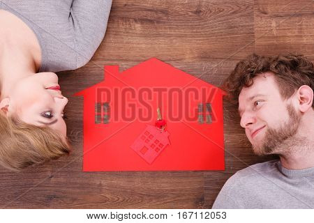 Just Married Lying On Floor.