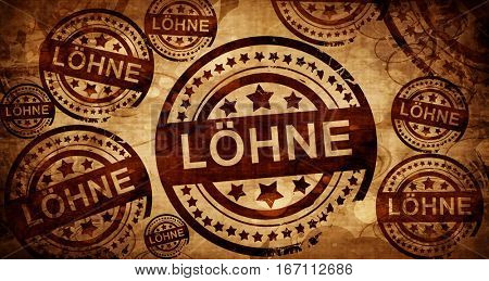 Lohne, vintage stamp on paper background
