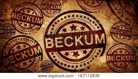Beckum, vintage stamp on paper background