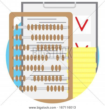 Checking budget vector icon flat. Balance counting golden financial illustration