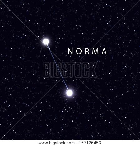 Sky Map with the name of the stars and constellations. Astronomical symbol constellation Norma