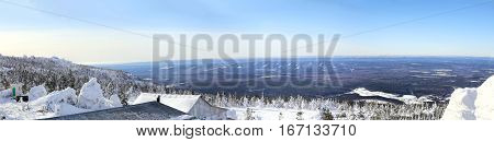Panorama Buddhist monastery Shad TChUP Ling. Top view