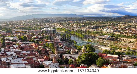 Panorama of evening Tbilisi. Republic of Georgia