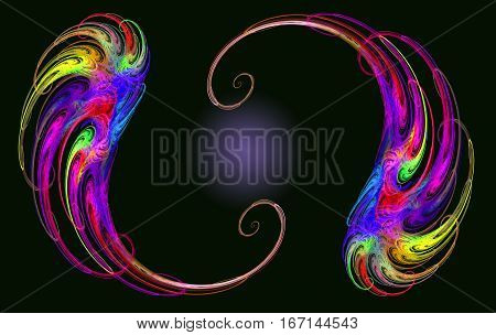 rainbow  feathers on black background