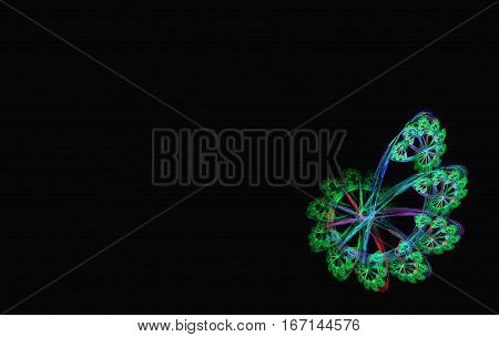 Green and blue fractal on black background