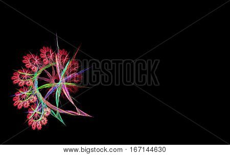 Red and blue fractal on black background
