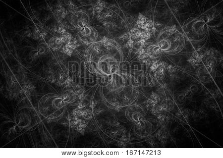 Fractal white gray circle on black background
