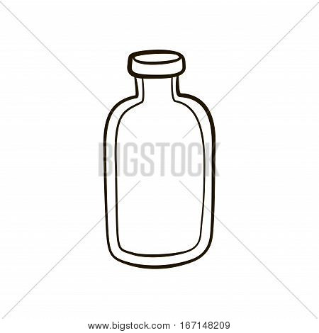 Hand drawing contour bottle jar icon.Retro vintage illustration on white background