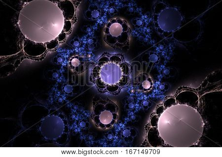 Fractal gray pattern sphere on black background