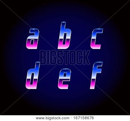 80s Retro Futurism Sci-Fi Font Alphabet Vector