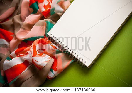 rerto background with drapery and notebook with copy space