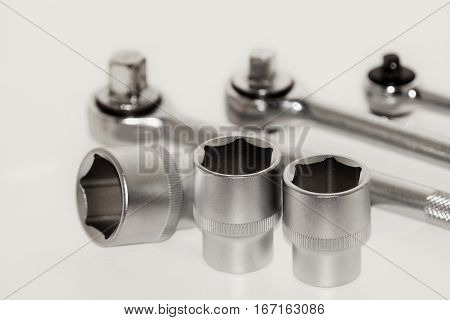 Socket driver set on a white background
