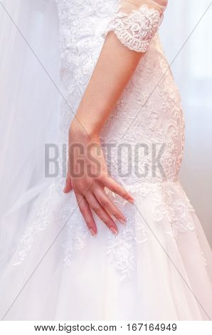 Bride in Wedding Dress. White wedding dress.