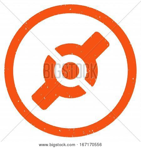 Artificial Joint grainy textured icon inside circle for overlay watermark stamps. Flat symbol with dirty texture.