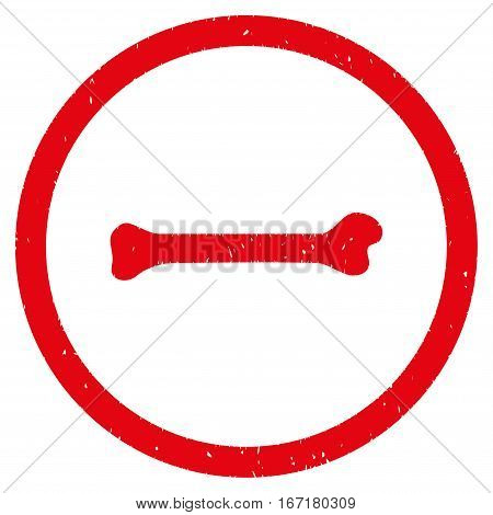 Bone grainy textured icon inside circle for overlay watermark stamps. Flat symbol with scratched texture. Circled dotted vector red ink rubber seal stamp with grunge design on a white background.