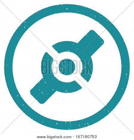 Artificial Joint grainy textured icon inside circle for overlay watermark stamps. Flat symbol with dirty texture.