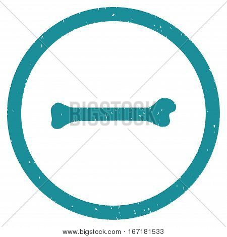 Bone grainy textured icon inside circle for overlay watermark stamps. Flat symbol with dirty texture. Circled dotted vector soft blue ink rubber seal stamp with grunge design on a white background.