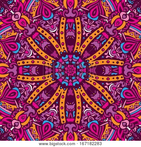 Tribal art bohemia seamless pattern. Ethnic geometric print. Colorful repeating background texture. Fabric, cloth design wrapping