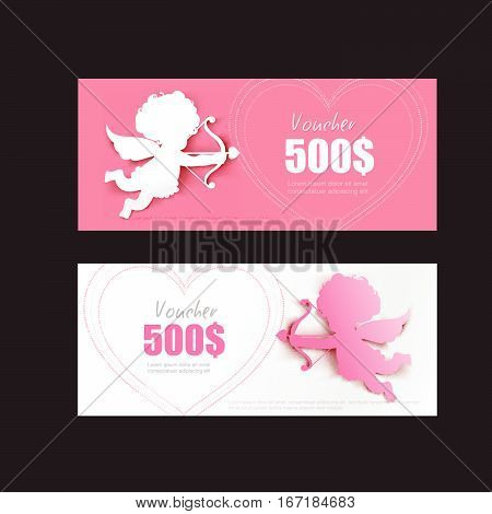Collection of Valentine day gift voucher template vector illustration eps10