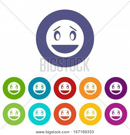 Confused emoticon set icons in different colors isolated on white background