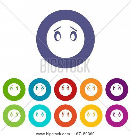 Emoticon set icons in different colors isolated on white background