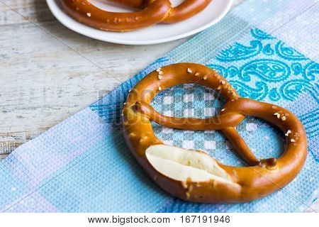 National Bavarian pastry - crunchy pretzel with salt