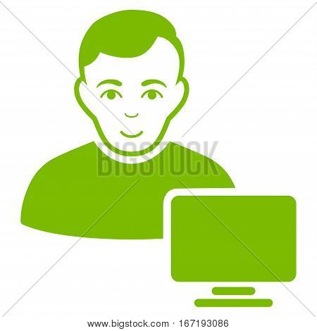 Computer Administrator vector icon. Flat eco green symbol. Pictogram is isolated on a white background. Designed for web and software interfaces.