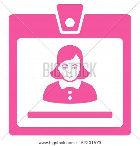 Woman Badge vector icon. Flat pink symbol. Pictogram is isolated on a white background. Designed for web and software interfaces.