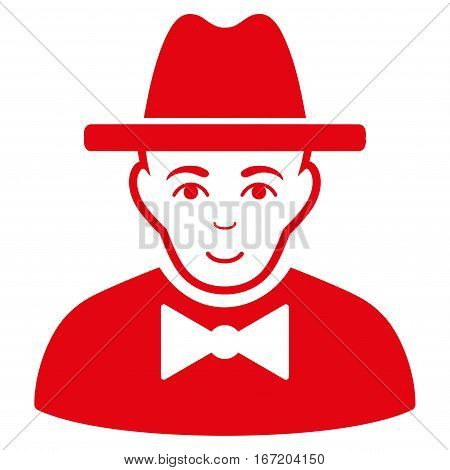 Spy vector icon. Flat red symbol. Pictogram is isolated on a white background. Designed for web and software interfaces.