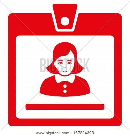 Woman Badge vector icon. Flat red symbol. Pictogram is isolated on a white background. Designed for web and software interfaces.