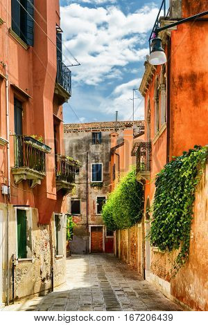 Facades Of Old Houses On Calle Gradisca Cannaregio, Venice