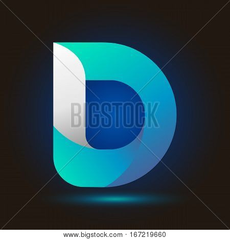 Letter D icon and logo template.  New design typographic. twisted blue and white line