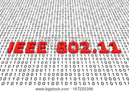 ieee 802 11 in the form of binary code, 3D illustration