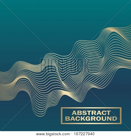 Abstract lined gold wave background. Vector illustration