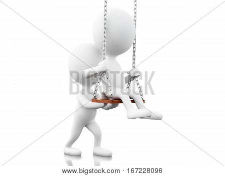 3D White People On The Swing.