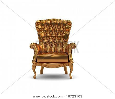 Gold Sessel auf dem weißen Hintergrund (3D)