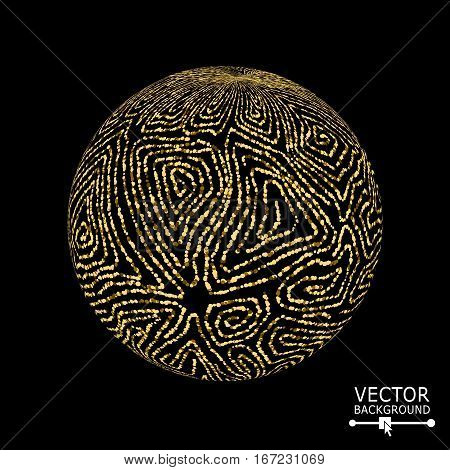 Sphere With Swirled Stripes. Vector Glowing Background
