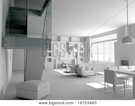 leere modernes Design (Privatwohnung 3D-Rendering)